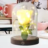 Dekorativa blommor LED Rose Lamp 20 lysdioder Pärlor String Light Artificial Flower Wood Base Romantiska gåvor för alla hjärtans dag Birthday Wedding