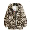 Pelliccia femminile zxryxgs giacche di imitazione leopardo autunnale 2023 sciolte con peluche con cappuccio e in piedi cotone cotone da donna