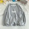 Logo Yuvarlak Boyun Sweatshirt ile Al0LUU Kadın Gevşek Çift Sweatshirt Erkek ve Kadınların Düz Renkli Sweatshirt