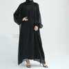 Abbigliamento etnico Dubai Abaya Donna Cardigan aperto musulmano Abiti lunghi Kimono turco Manica a sbuffo Abito arabo Eid Party Ramadan islamico Jalabiya