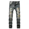 Streetwear Mens Jeans scheurde denim broek gat geruïneerd merkfietser hoogwaardige rechte patch plus maten 40 42 231227