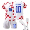 2022 World Cup Croatia Home jersey number 10 Modric jersey football jersey quick drying set