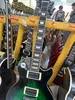 Standardowa gitara elektryczna, Python Green, przy użyciu importowanego drobnego wzoru tygrysa, srebra, importowanego drewna, szybkiego transportu