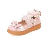 Kleidschuhe YQBTDL 2023 Mädchen Japanische Single Lolita Süße Bowknot Wedge Studenten Sommer Herbst All-Match Pumps Lady Cross Strappy