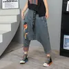 Women's Jeans Baggy Denim Cross-Pants Women BF Style Cute Girl Print Low Drop Crotch Hip-Hop Harajuku Cowboy Jogger Trousers