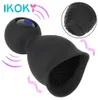 Ikoky cockring glans vibrator 9 lägen penis massager manlig onani sexiga leksaker för män försenad utlösning kuktränare ring8300687