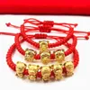 Charme pulseiras mascote cinco fortunas tigre dourado pulseira de corda vermelha 2022 ano chinês trazer riqueza sorte boa bênção 295p