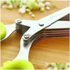 Fruit & Vegetable Tools Stainless Steel Cooking Tools Kitchen Accessories Knives 5 Layers Scissors Sushi Shredded Scallion Cut Herb Dr Dhov5