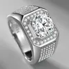 Simulate Moisanite S925 Silver Ring Engagement de mariage pour hommes Square Ring Micro Inlaid Multy Diamonds Bijoux Gift313l