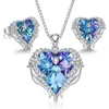Bijoux de créateur de luxe Collier Crystal Heart Moucles d'oreilles Iced Out Pendant Engagement Mariage Bling Diamond Girl Fashion S240A