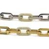 Pulseiras de corrente de ligação de aço inoxidável para mulheres homens pulseira de cristal exagerada cor dourada grossa 231225
