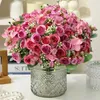 Fleurs décoratives Bouquet d'hortensia rose élégante artificielle intérieure pour arrangement de mariage Bridal A