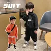 男の子のハーフジップスウェットシャツスウェットパントキッズトラックスーツ子供服ジャンパージョガートラックパンツセット春秋1〜12年231227