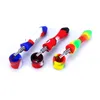 Kit de collecteur de nectar de silicone de tuyau de main de tabagisme avec la pointe de quartz de titane de 10 mm Dab paille plusieurs couleurs Mini NC tabac Dab conduites d'eau de plate-forme pétrolière