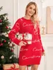 Casual Dresses Fashion Autumn Winter Women Long Sleeve Loose Christmas Dress Year Festival Print A-Line Mini Ladies