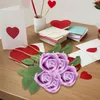 Decorative Flowers 5 Pieces Artificial Roses Valentines Day Gifts For Her Table Centerpiece Birthday Anniversary Wedding Decor