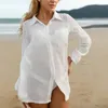 Women's Swimwear Beach Coverup For Women Swimsuit Long Sleeve Cotton Bikinis Cover Up Shirt Bathing Suit Ups Pool