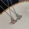 2024 DESIGNERS Saturn Full Diamond Love Necklace for Women Exquisite Light Luxury High Grade and Small Form Design with Sweet Cool and Spicy Girl Style Collar Chain