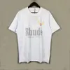 Rh Designers Herren-T-Shirts mit Rhude-Stickerei für den Sommer, Herrenoberteile, Buchstaben-Poloshirt, Damen-T-Shirts, Kleidung, kurzärmelige Baumwoll-T-Shirts, Sporthosen, Größe S-XL FGM2