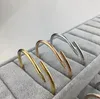 Klassische Designerin Frau Nagel Mode Unisex Manschette Armband Paar Bangel Gold Schmuck Valentinstag Geschenkzubehör