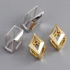 Stud Earrings Gold Plated S925 Sterling Silver For Women Geometric Rhomboid Hypoallergenic Tiny Cubic Zirconia