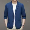 Ternos masculinos anti-rugas ultra fino gelo seda terno jaqueta verão masculino blazer respirável estiramento casual 4xl plus size blazers leves