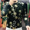 Men's T Shirts Paisley Jacquard Velvet O-Neck Long Sleeve T-shirt Social Club Clothing Designer Tee Shirt European Fashion Men Homme