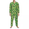 Men's Sleepwear Pajamas Men Tropical Banana Sleep Fruit Print 2 Pieces Loose Pajama Set Long Sleeve Cute Oversize Home Suit