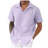 Camisas casuais de masculino tampe tampe para homens de lapão de lapela de verão Botão de moda para baixo blusa de manga curta Tops de praia