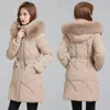 Women's Trench Coats Winter Thick Long High-End Down Ctton Jacket For Women With Waistband And Slim 2023 White Parka Lace-Up