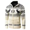 Hommes automne décontracté Jacquard motif de noël pull zippé cardigan veste hommes hiver à manches longues pull à col montant pull 231228