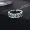 Vintage zielony kryształowy mikro mikro -pierścionek Trendy zaręczynowy Unisex Charm White Cyrron Wedding Pierścienie dla kobiet Prezent
