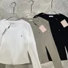 Hauts de luxe pour femmes, T-shirt à manches longues en tissu avec broderie Micro thoracique, printemps/automne