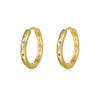 Orecchini a cerchio 14,3 13,8 mm 18K oro oro 925 sterling in argento cz