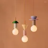 Lâmpadas pendentes simples de desenho animado de madeira de madeira de madeira Lanterna de cabeceira de cabeceira para o lustre de teto de interruptor de parede viva