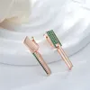 Dangle Oorbellen Kinel Trend Vierkant Geometrie Voor Dames 585 Rose Goud Kleur Volledig Groen Natuurlijke Zirkonia Accessoires Dagelijks Fijne Sieraden