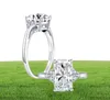 Ainuoshi clássico 925 prata esterlina 40 quilates almofada corte anel de noivado simulado diamante casamento anel de prata jóias presentes 2503041