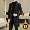 Winter plus cotton thickening high-end fashion all-in-one Korean slim handsome men's woolen coat long trench coat Thick Winter 231227