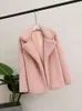 Zadorin preppy stil kvinnor vinter varm päls lös rosa faux päls kappa solid lapel falsk pälsjacka kvinnlig ytterkläder 231227