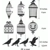 Glitzer schwarzer Krähe Cage Halloween Partydekorationen für gotische Baumhänge Raven Bird Banner Garland 231227