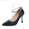 Dress Shoes Elegant Woman Crystal Buckle Belt Pumps Pointed Toe Paillette Zapatos De Mujer Stiletto Ultra High Heels Women Office 2023