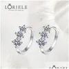 Kolczyki stadnorskie Loriele 3stone Moissanite Hie Hoop 925 Sterling Sier Hipoalergenic Tiny chrząstka dla kobiet dostawa biżuterii Otlef