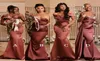 Off Shoulder Mermaid Bridesmaid Dresses 2023 African Wedding Guest Party Gowns Black Women Evening Dress Plus Size Maid of Honor R7863053