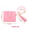 Party Favor Pu Leather Bracelet Wallet Keychain Tassels Bangle Key Ring Holder Card Bag Sile Beaded Wristlet Keychains Ss1118 Drop Del Dhoby