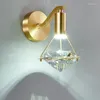 Wall Lamp High-end Luxury Copper Light With K9 Diamond Crystal Lampshade Bright 5w Sconces For TV Background Bedside Decor