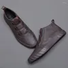 Boots Automne Men's's's Casual Elastic Band Men Korean Round Round Chaussures Vulcanisé Plateforme de luxe Sole simple cheville