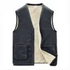 Casual sem mangas jaqueta outono inverno homens lã quente colete de veludo grosso gilet roupas 5xl 231227