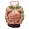 Con cappuccio maschile divertenti natalizi navidad dolci brutti regalo di Natale regalo 3d pullover party casual jumper all-match Terno Masculino