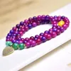 Strand Wholesale Purple Red Crystal Bracelet 6mm Round Bead With Heart Charm Pendant Bracelets For Women Girl Gift Fashion Jewelry