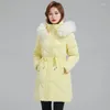 Women's Trench Coats Winter Thick Long High-End Down Ctton Jacket For Women With Waistband And Slim 2023 White Parka Lace-Up
